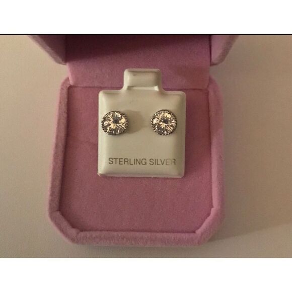 New~2.86 Ct. Round Cut Rope Texture Frame Sim Diamond Stud Earrings~.925 SS - Picture 1 of 3
